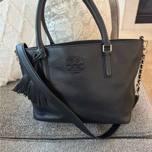 Tory Burch Black Leather Tote Bag